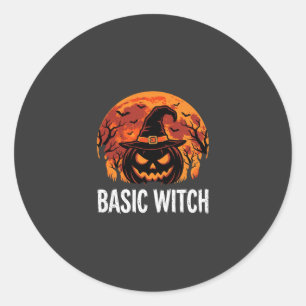 Halloween Basic Hexen-Kürbis-Mond-Grafik Runder Aufkleber