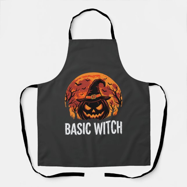 Halloween Basic Hexen-Kürbis-Mond-Grafik Schürze (Vorderseite)