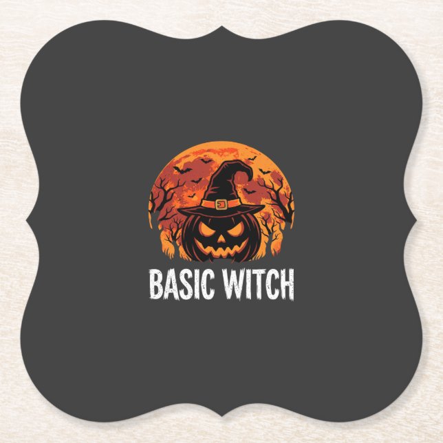 Halloween Basic Hexen-Kürbis-Mond-Grafik Untersetzer (Vorderseite)