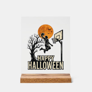 Halloween Basketball Frohes Halloween Vintage Spor Acrylschild