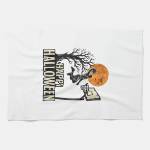 Halloween Basketball Frohes Halloween Vintage Spor Geschirrtuch