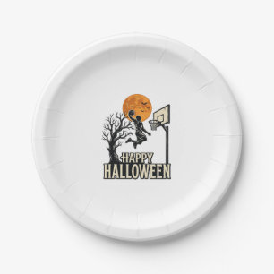 Halloween Basketball Frohes Halloween Vintage Spor Pappteller