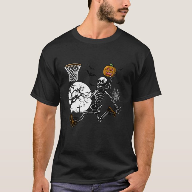 Halloween Basketball Kinder Kleinkind Skeleton Bas T-Shirt (Vorderseite)