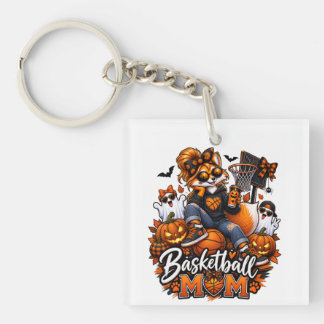 Halloween-Basketball-Mom-Fuchs – Gruselige Hoops-M Schlüsselanhänger