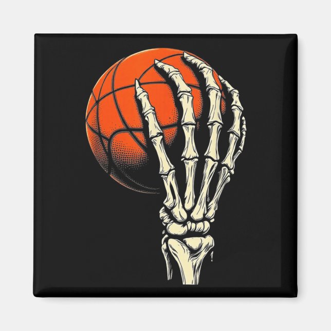 Halloween Basketball Skeleton Skull Player Men Boy Magnet (Vorne)