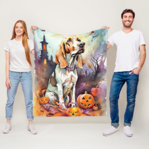 Halloween Basset Hound mit Pumpkins Beängstigend Fleecedecke
