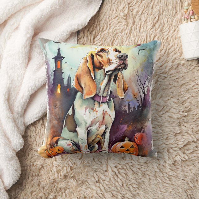 Halloween Basset Hound mit Pumpkins Beängstigend Kissen (Decke)
