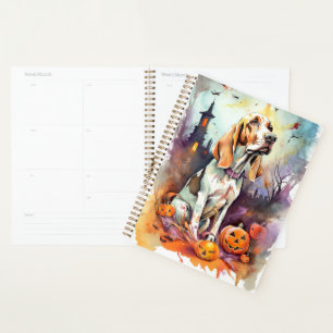 Halloween Basset Hound mit Pumpkins Beängstigend Planer