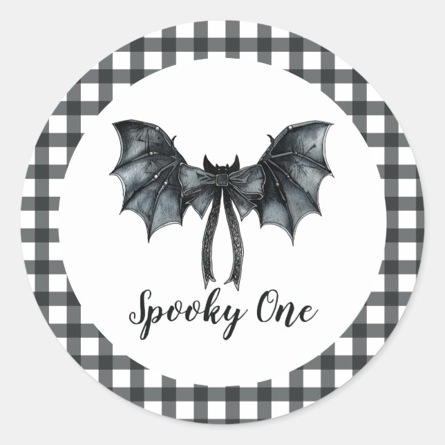 Halloween Bat Bow Spooky 1. Geburtstag Runder Aufkleber (Vorderseite)