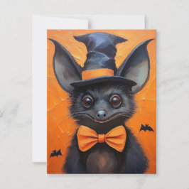 Halloween Bat in Hexenhut Postkarte
