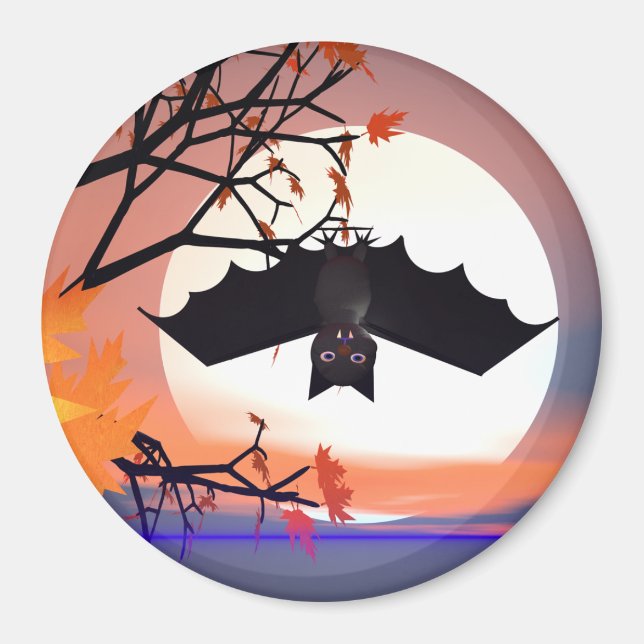 Halloween Bat in Tree Magnet (Vorne)