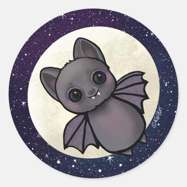Halloween Bat KiniArt Runder Aufkleber (Vorderseite)