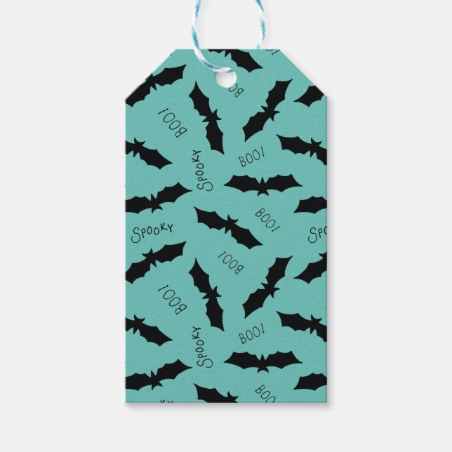 Halloween-Bat-Muster Geschenkanhänger (Vorderseite)