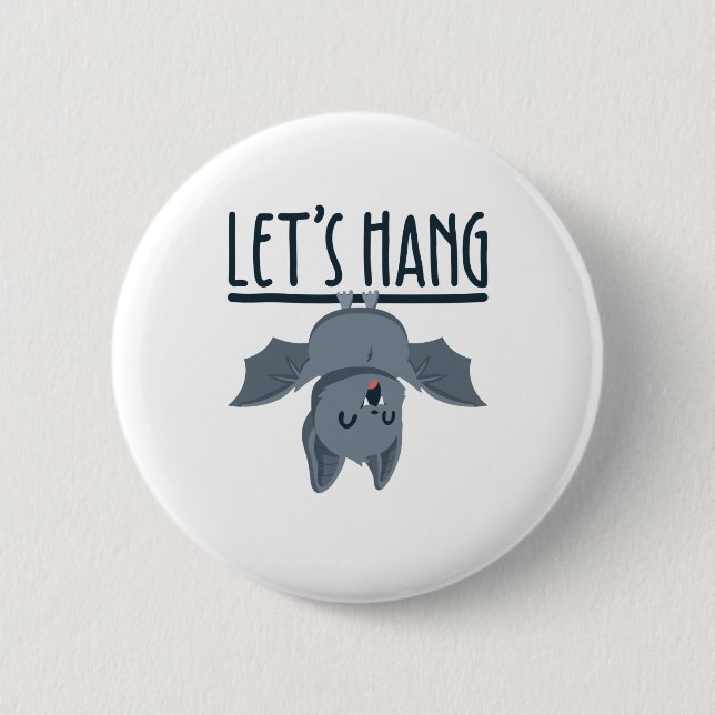 Halloween Bat Niedlich Spooky Let's Hang Button (Vorderseite)