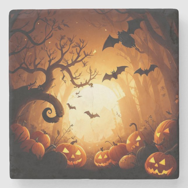 Halloween/Bat/Pumpkin/Fall Steinuntersetzer (Vorderseite)
