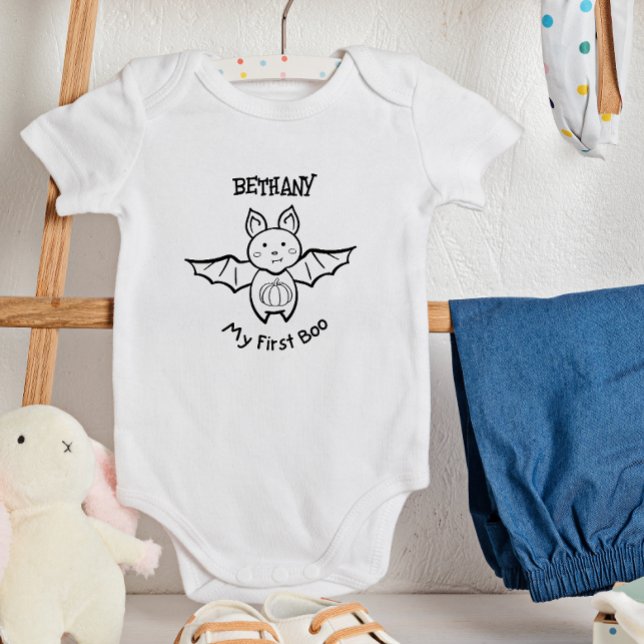 🦇 Halloween Bat & Pumpkin Mein erster Boo! Baby Strampler (Von Creator hochgeladen)