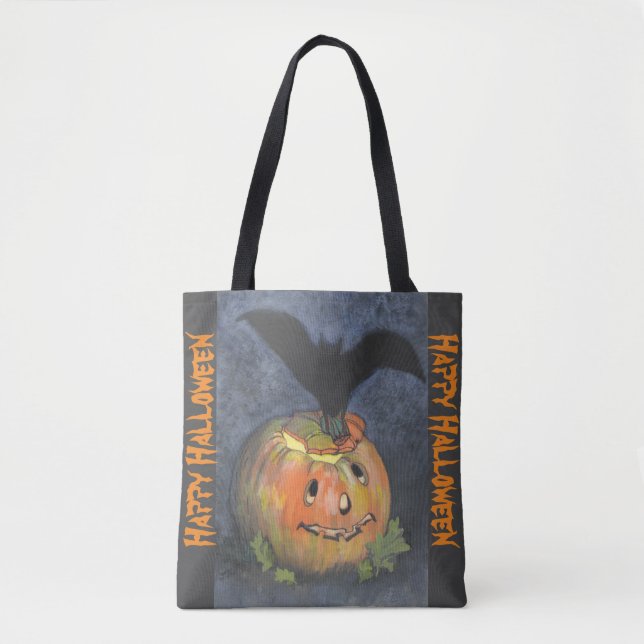 Halloween Bat & Pumpkin Tote Bag (Vorderseite)
