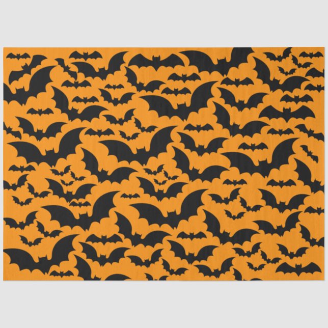 Halloween Bat Schwarm Tissue - Orange Spooky Seidenpapier (Vorderseite)