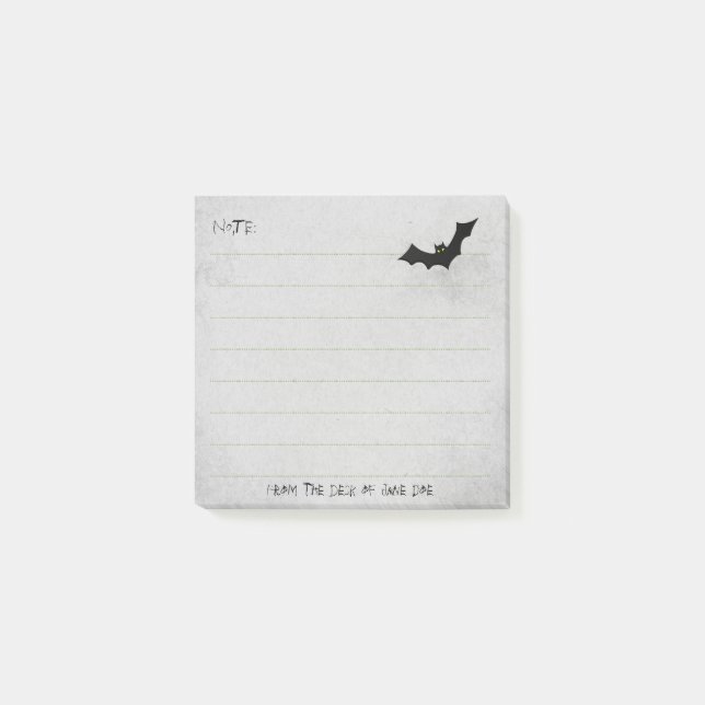 Halloween Bat Silhouette - Grau - Linde Post-it Klebezettel (Vorderseite)