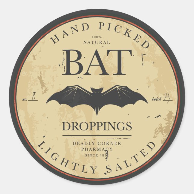 Halloween Bat Vintag Label Stickers (Vorderseite)