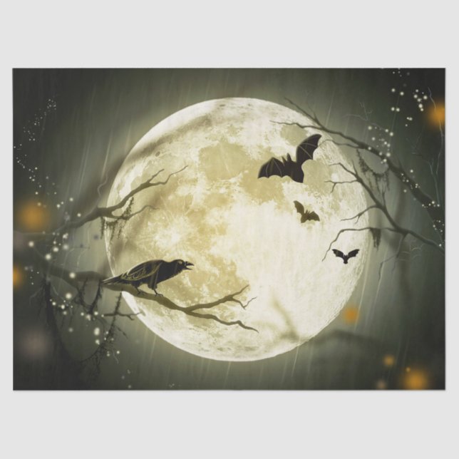 Halloween Bats and Birds Moon Seidenpapier (Vorderseite)