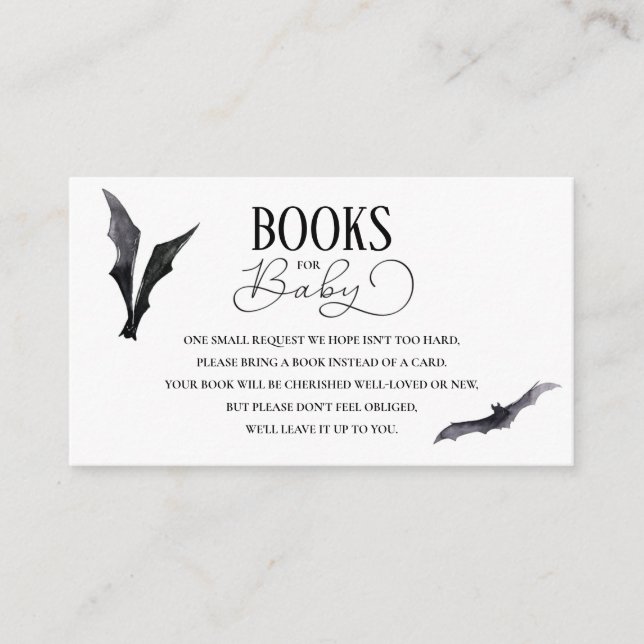 Halloween Bats Babydusche Buchanfrage Begleitkarte (Vorderseite)