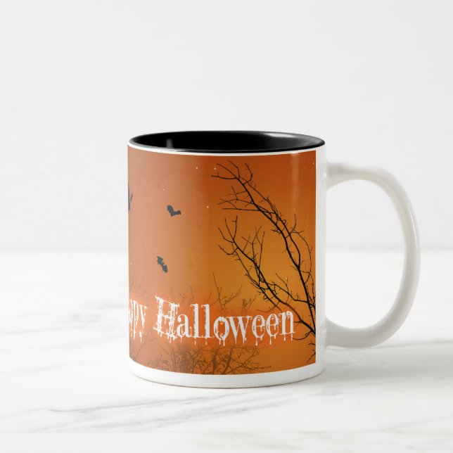 Halloween Bats & Bäume - Tasse (Rechts)