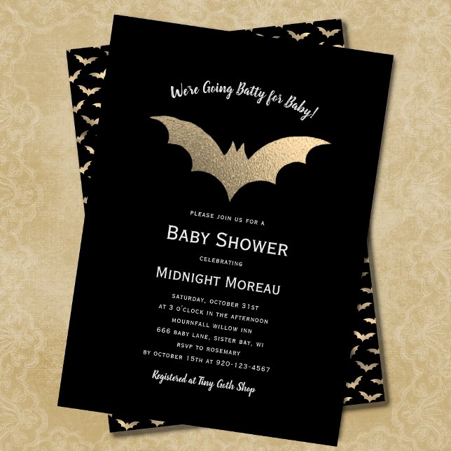 Halloween Bats Black Baby Dusche Einladung (Von Creator hochgeladen)