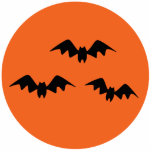 Halloween Bats Fotoskulptur Schlüsselanhänger<br><div class="desc">Schwarze Fledermäuse fliegen vor einem orangen Vollmond für ein beängstigendes Halloween.</div>