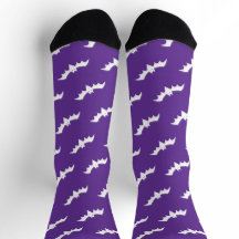 Halloween Bats Lila Weiße Muster Socken