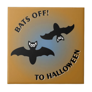 Halloween Bats Orange Blue Fliese