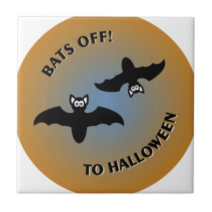 Halloween Bats Orange Blue Fliese