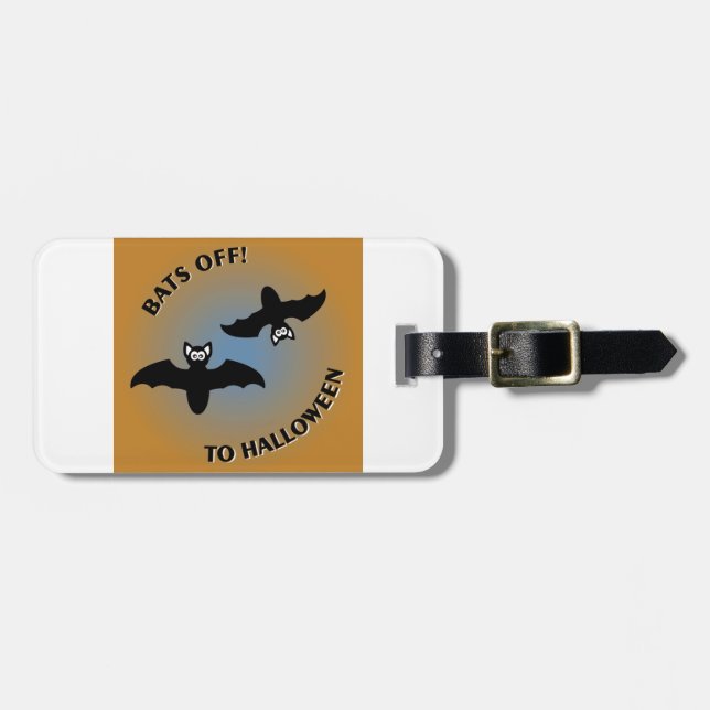 Halloween Bats Orange Blue Gepäckanhänger (Vorderseite horizontal)
