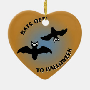 Halloween Bats Orange Blue Keramikornament
