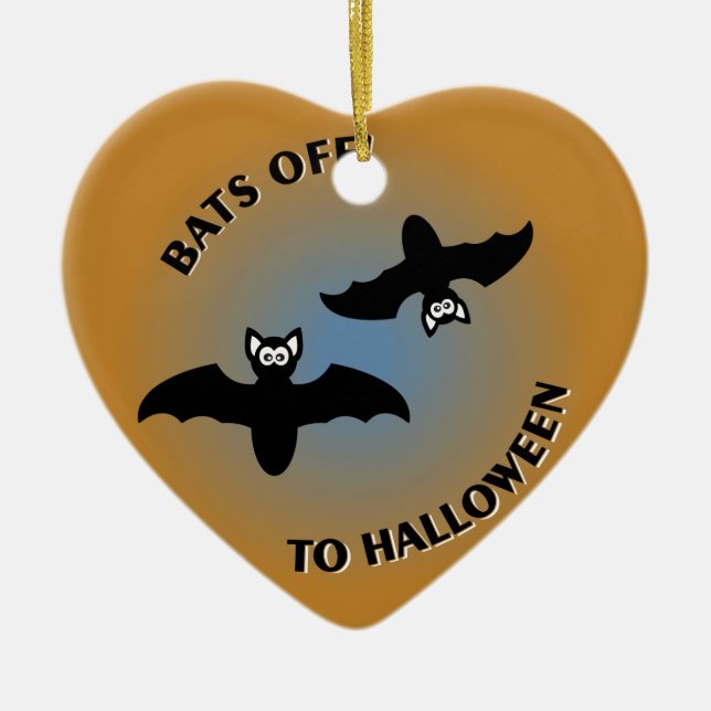 Halloween Bats Orange Blue Keramikornament (Vorne)
