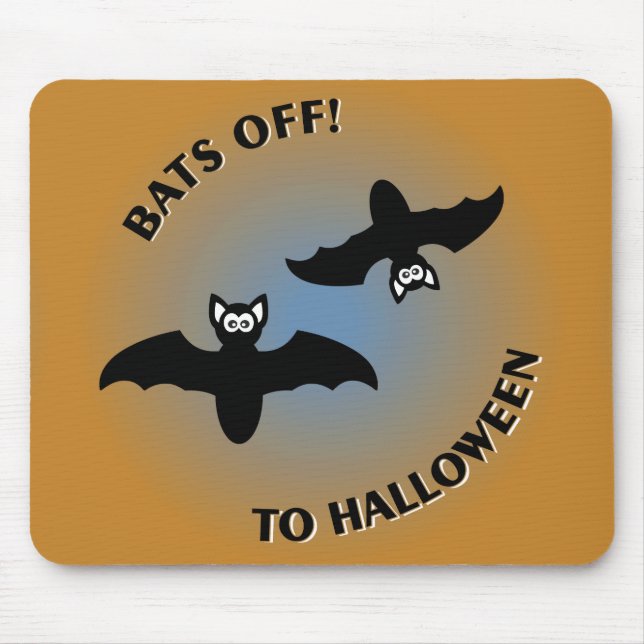 Halloween Bats Orange Blue Mousepad (Vorne)