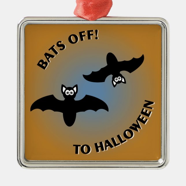 Halloween Bats Orange Blue Ornament Aus Metall (Vorne)