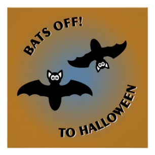 Halloween Bats Orange Blue Poster