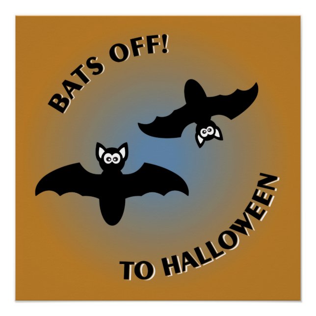 Halloween Bats Orange Blue Poster (Vorderseite)