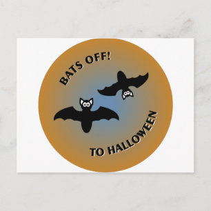 Halloween Bats Orange Blue Postkarte