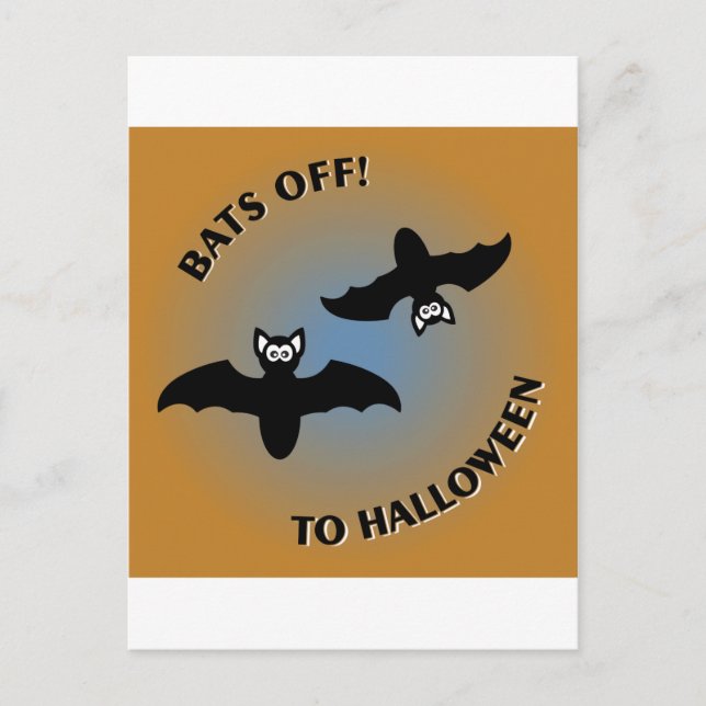 Halloween Bats Orange Blue Postkarte (Vorderseite)