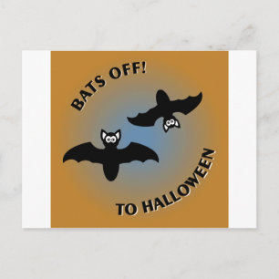 Halloween Bats Orange Blue Postkarte