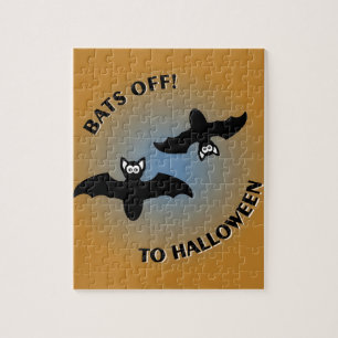 Halloween Bats Orange Blue Puzzle
