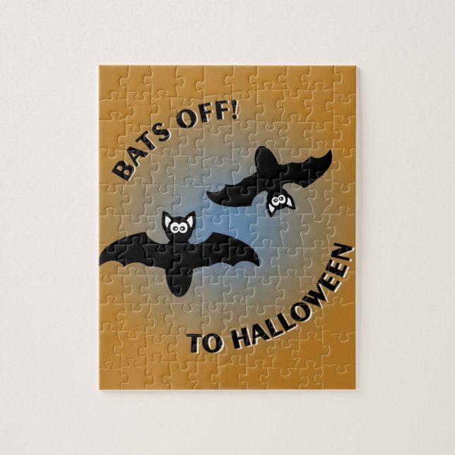 Halloween Bats Orange Blue Puzzle (Vertikal)