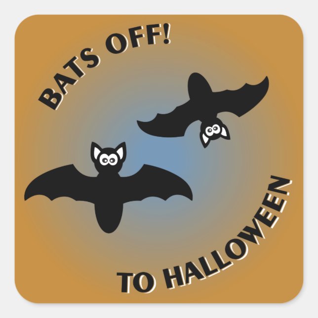Halloween Bats Orange Blue Quadratischer Aufkleber (Vorderseite)