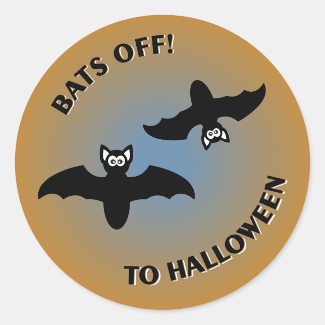 Halloween Bats Orange Blue Runder Aufkleber (Vorderseite)