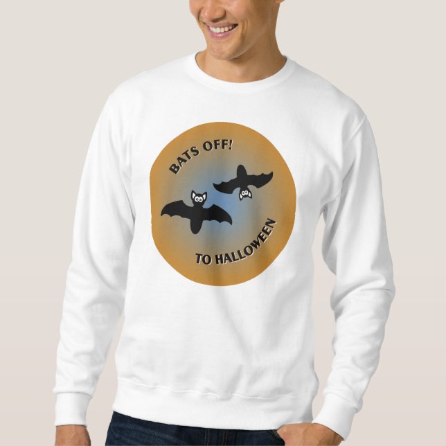 Halloween Bats Orange Blue Sweatshirt (Vorderseite)
