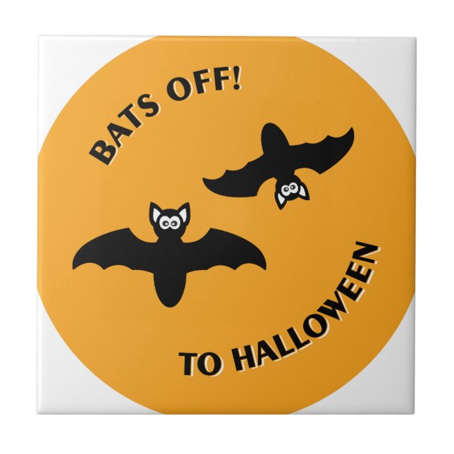 Halloween Bats Orange Fliese (Vorderseite)