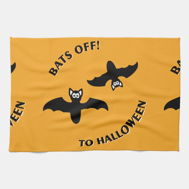 Halloween Bats Orange Geschirrtuch (Horizontal)