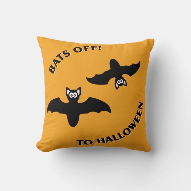 Halloween Bats Orange Kissen (Vorderseite)